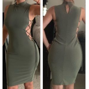 Olive green midi dress
